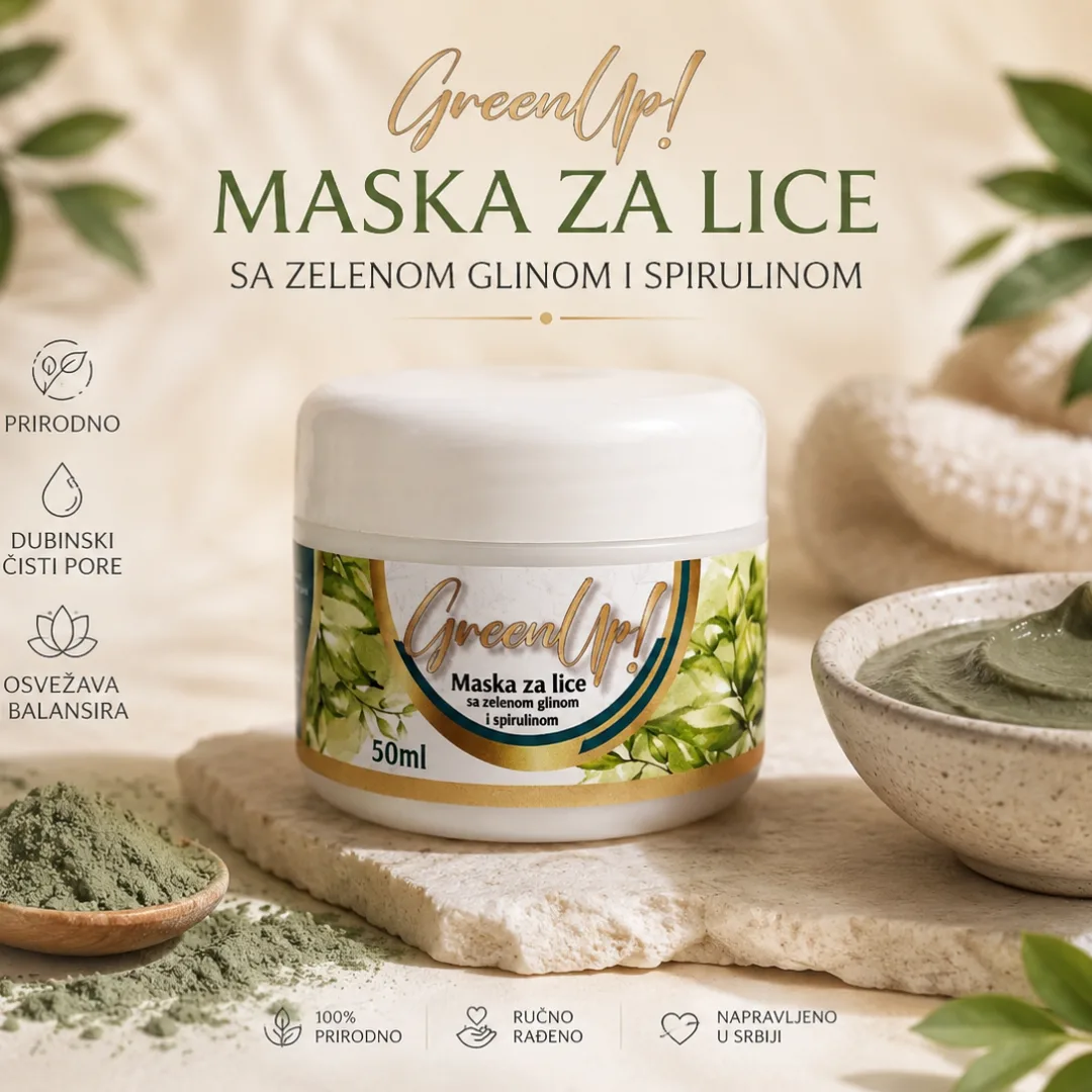 GreenUp! Maska za lice sa zelenom glinom i spirulinom